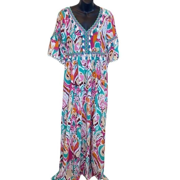 Anany maxi dress colorful bohemian embroidered tassel Resortwear maxi dress med - Picture 3 of 10